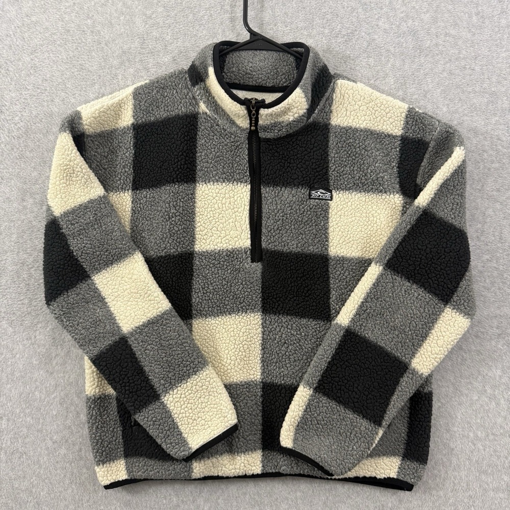 Rip Curl Sweater Women XS Buffalo Plaid Sherpa 1/4 Zip New Wave Polar Fleece